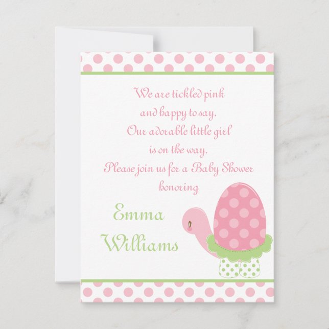 Invitation au Baby shower de la tortue de Tootsie  (Devant)