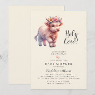 Invitation au Baby shower de la vache Highland Hol