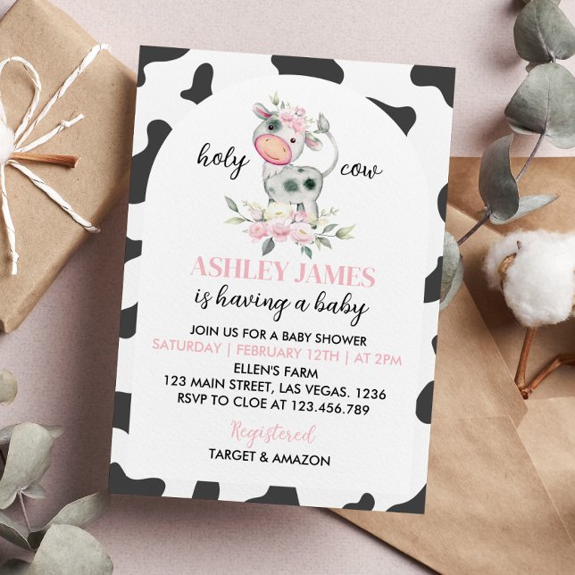Invitation au Baby shower de la Vache Sainte (Créateur téléchargé)
