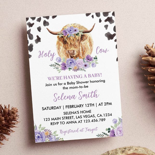 Invitation au Baby shower de la Vache Sainte (Créateur téléchargé)