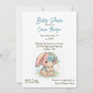 Invitation au Baby shower de lapin coloré