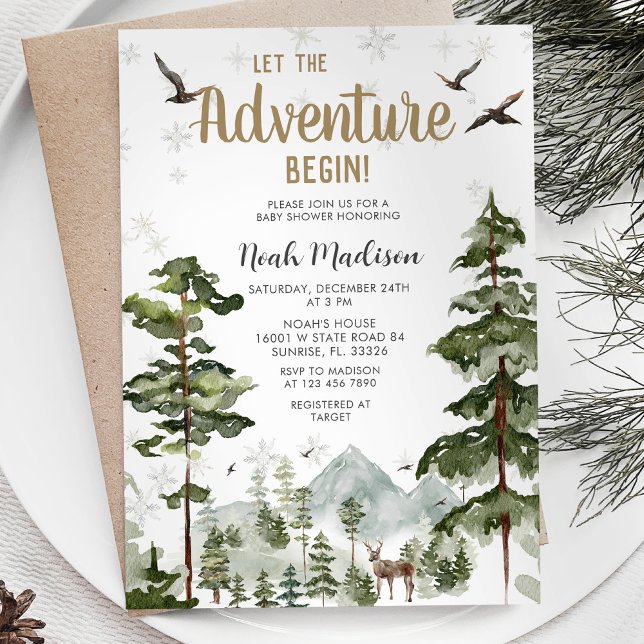 Invitation au Baby shower de l'arbre à bois de cer (Créateur téléchargé)