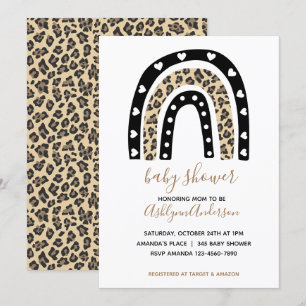 Invitation au Baby shower de léopard arc-en-ciel