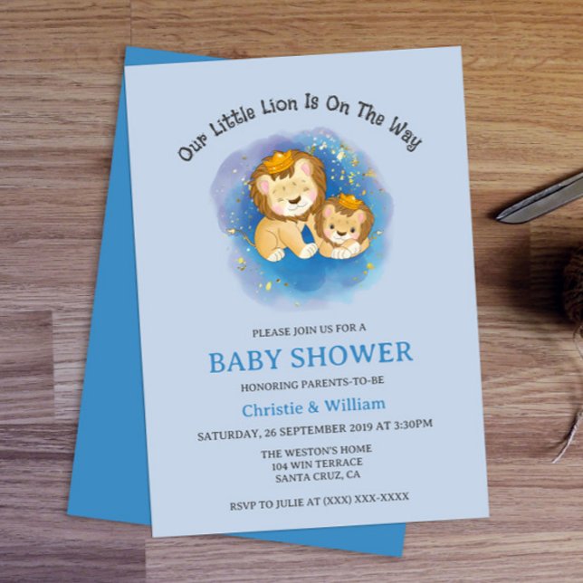Invitation au Baby shower de lion mignon (Créateur téléchargé)