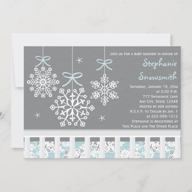 Invitation au Baby shower de lit d'enfant mobile B (Devant)
