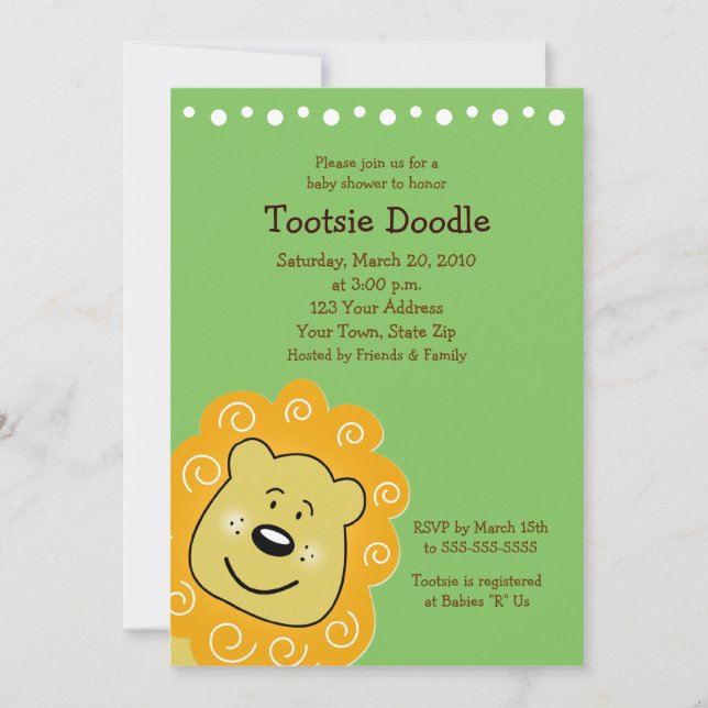 Invitation au Baby shower de Little Leo Lion 5 x 7 (Devant)