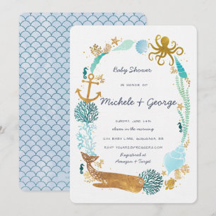 Invitation au Baby shower de l'océan des baleines