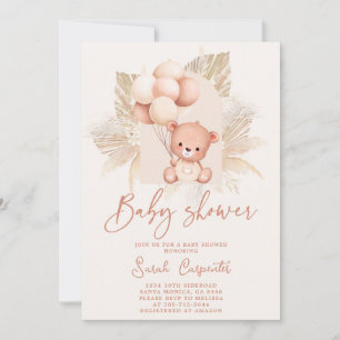 Invitation au Baby shower de l'ours de Boho