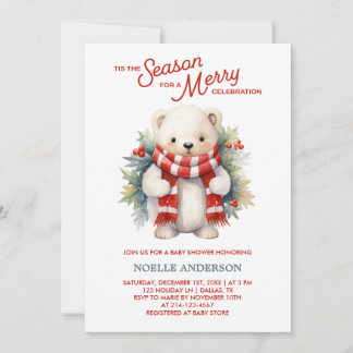 Invitation au Baby shower de l'ours de Noël