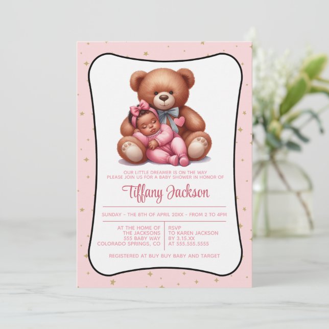 Invitation au Baby shower de l'ours de rêve (Debout devant)