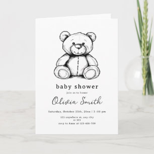 Invitation au Baby shower de l'ours en peluche, no