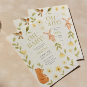 Invitation au Baby shower de l'ours et du lapin de