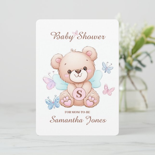 Invitation au Baby shower de l'ours mou (Debout devant)