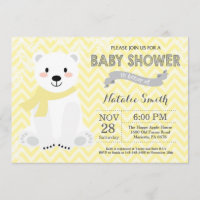 Invitation au Baby shower de l'ours polaire jaune
