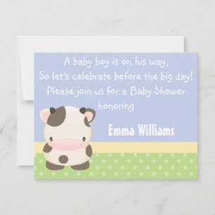 Invitation au Baby shower de moto-vache de la ferm