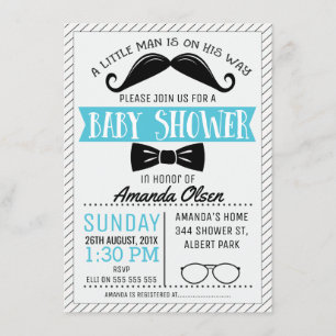 Invitation au Baby shower de Mustache Little Gentl