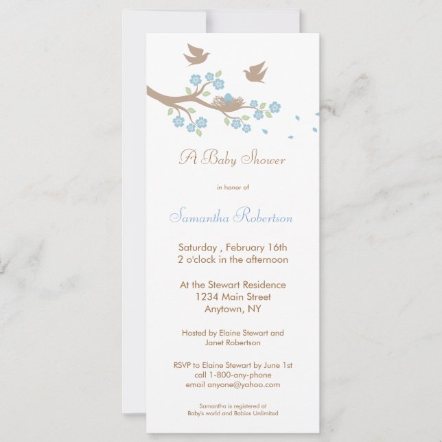 Invitation au Baby shower de nidification des oise (Devant)