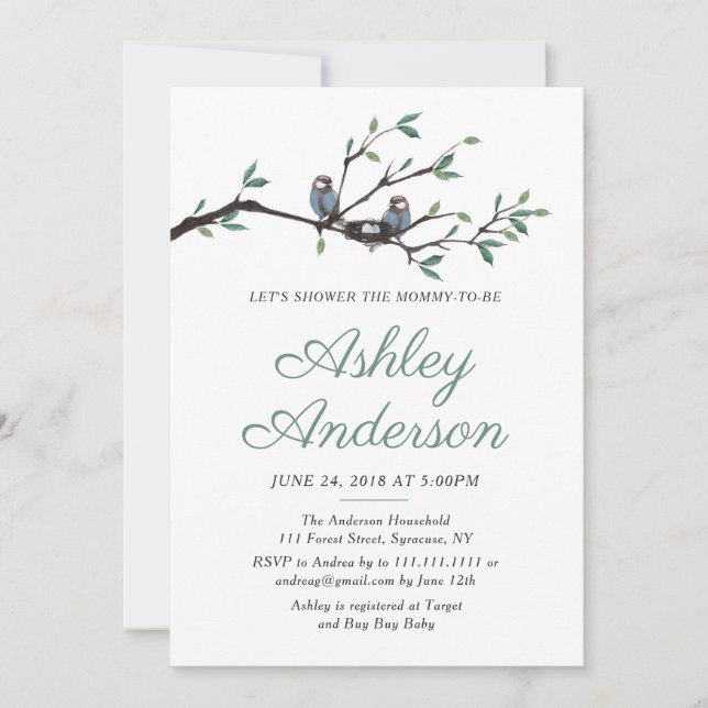 Invitation au Baby shower de nidification des oise (Devant)