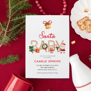 Invitation au Baby shower de Noël Père Noël