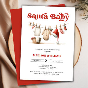 Invitation au Baby shower de Noël Père Noël