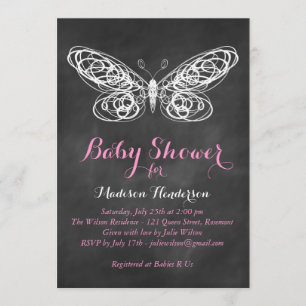 Invitation au Baby shower de papillon en tableau n