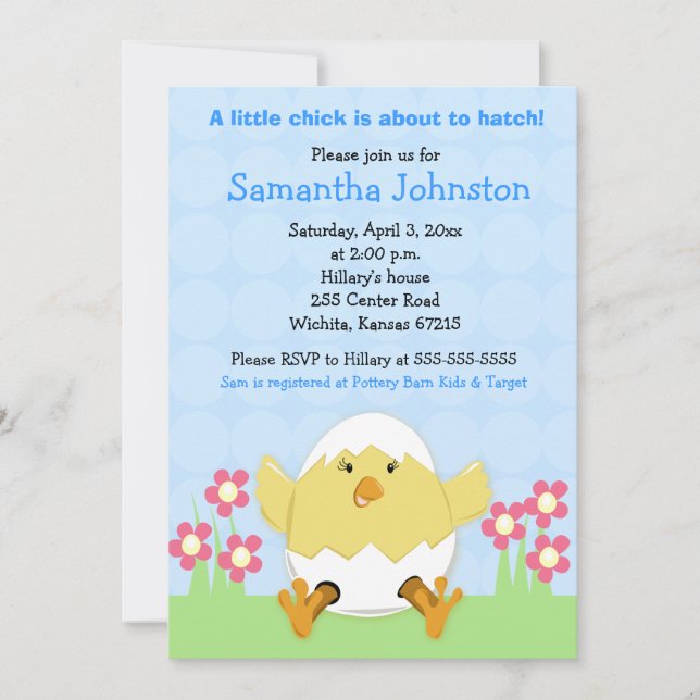 Invitation au Baby shower de Pâques (Devant)