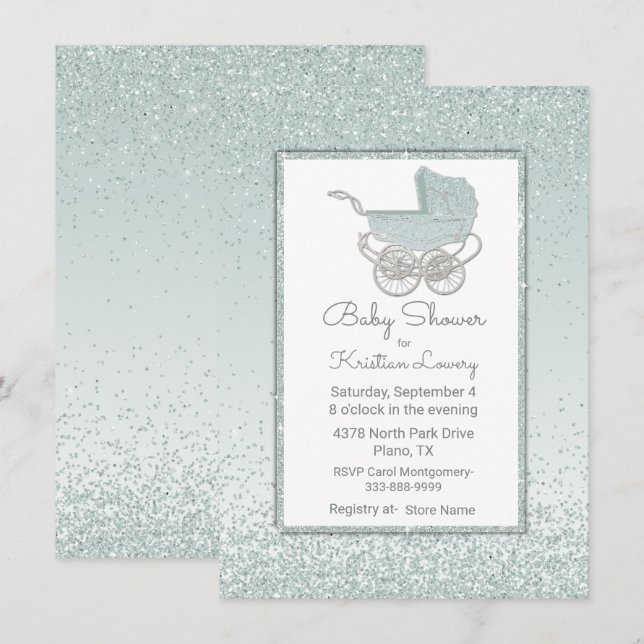Invitation au Baby shower de Parties scintillant v (Devant / Derrière)