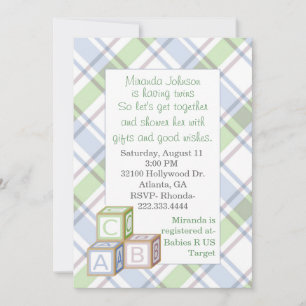 Invitation au Baby shower de plaid