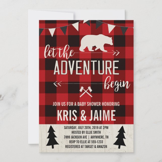 Invitation au Baby shower de plaid de bison de bis (Devant)