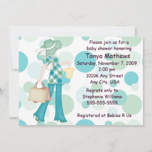 Invitation au Baby shower de points Polka Plaid (C
