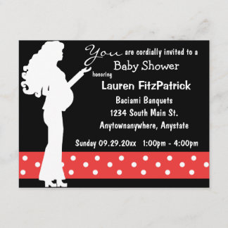 Invitation au Baby shower de points Polka rouge et
