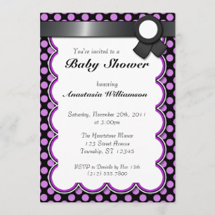 Invitation au Baby shower de points Polka violet e