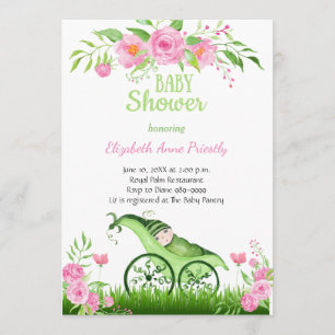 Invitation au Baby shower de pois verts