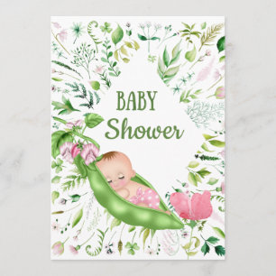 Invitation au Baby shower de pois verts