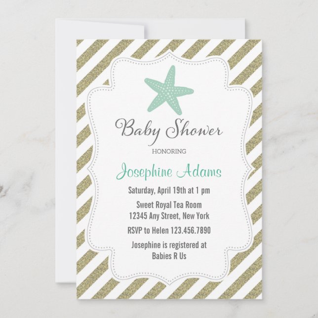 Invitation au Baby shower de poisson étoilé (Devant)