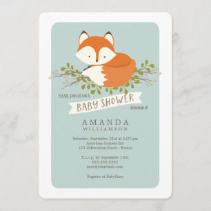 Invitation au Baby shower de renard de bois doux