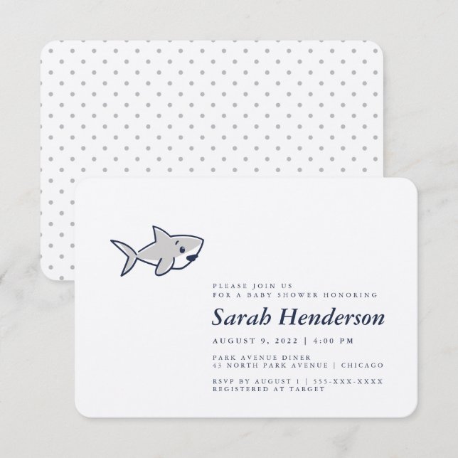 Invitation au Baby shower de requin à main mignonn (Devant / Derrière)