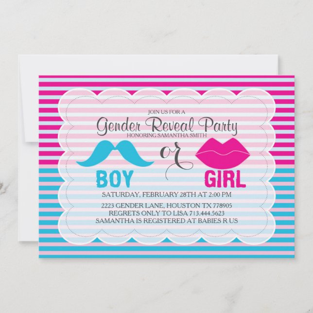 Invitation au Baby shower de révélation de genre (Devant)