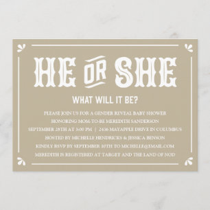 Invitation au Baby shower de révélation du genre v