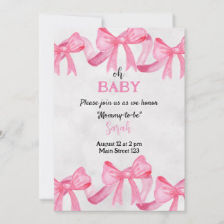 Invitation au Baby shower de ruban rose
