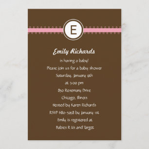 Invitation au Baby shower de ruban satiné - en ros