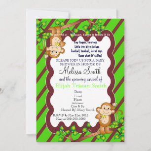 Invitation au Baby shower de singe en mouvement -