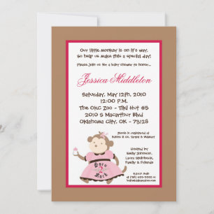 Invitation au Baby shower de singe Rocker de Girl 