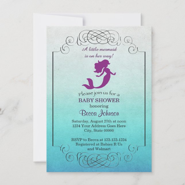 Invitation au Baby shower de sirènes (Devant)