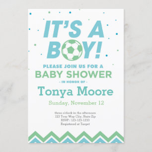 Invitation au Baby shower de soccer vert