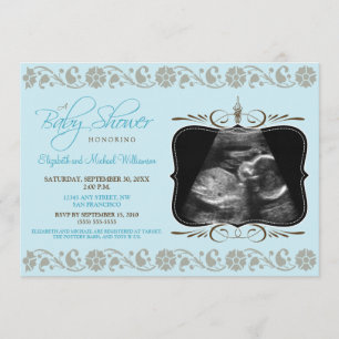 Invitation au Baby shower de Sonogrammes (aqua)