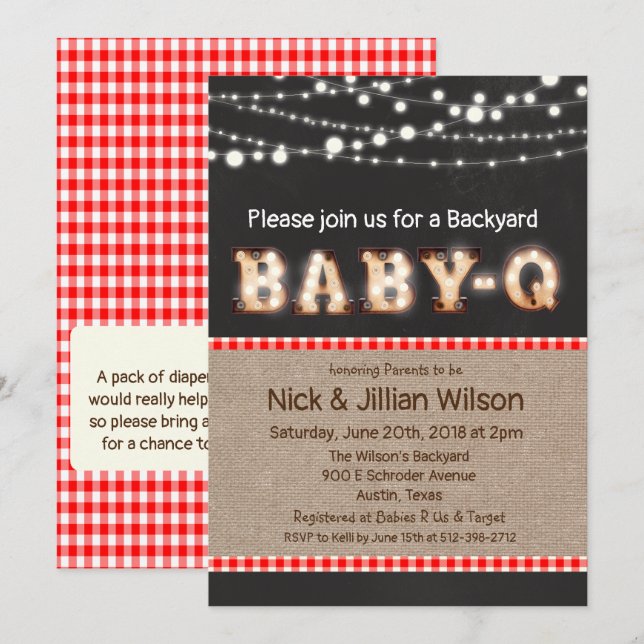 Invitation au Baby shower de tableau de bord du ba (Devant / Derrière)