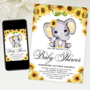 Invitation au Baby shower de tournesol de Girl Ele