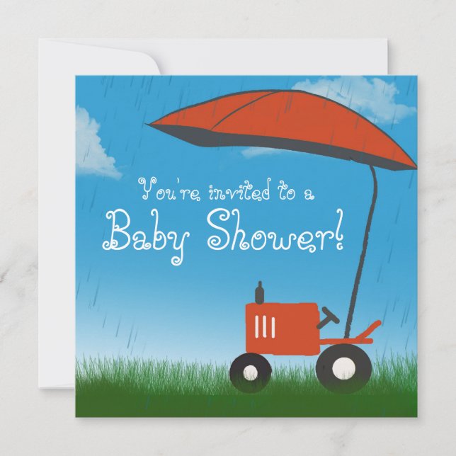 Invitation au Baby shower de tracteur : Tracteur r (Devant)