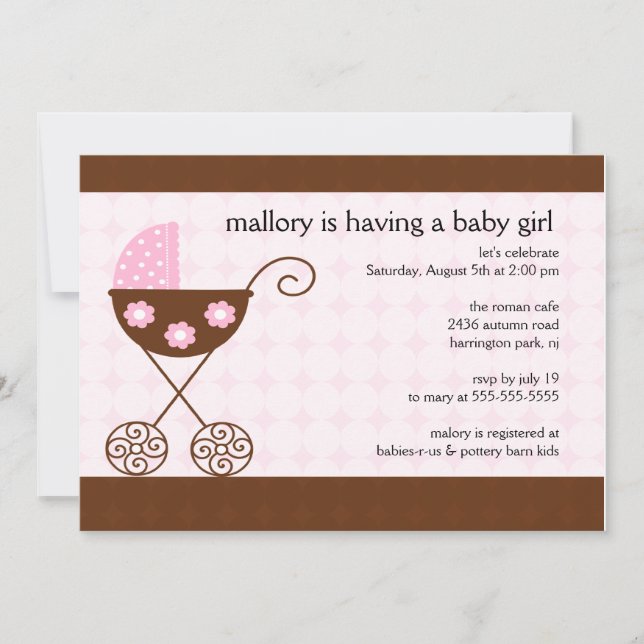 Invitation au Baby shower de transport de bébé bra (Devant)